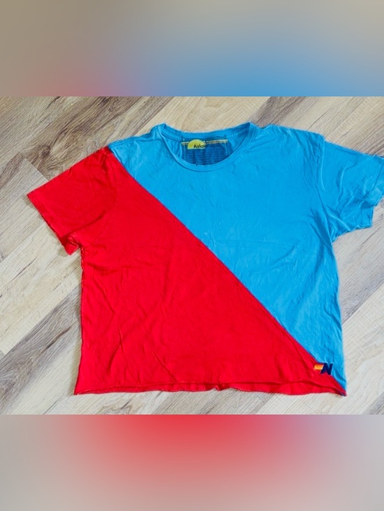 Aviator Nation Tops - Aviator Nation Vintage Red & teal blue size Large women’s slightly crop tee!